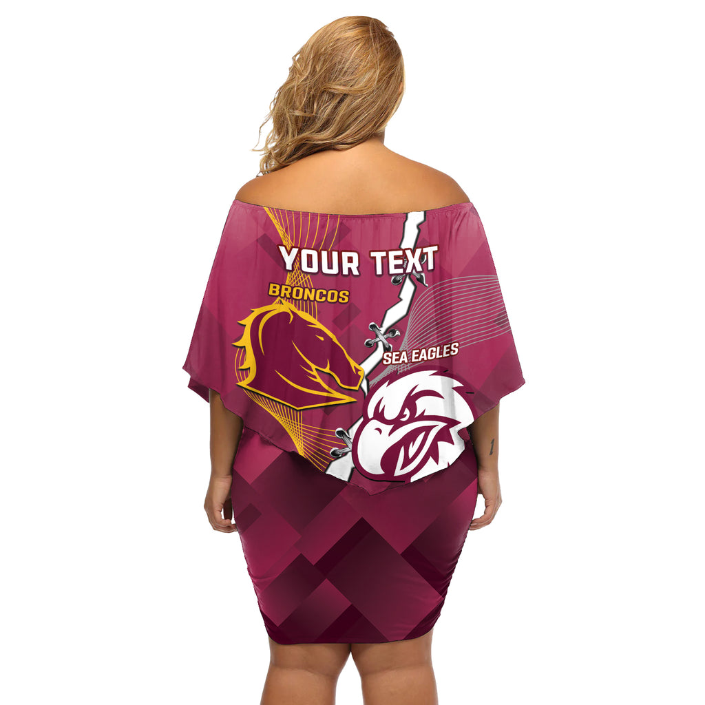 Personalised Broncos And Eagles Rugby Off Shoulder Short Dress Sporty Version