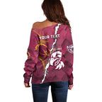 Personalised Broncos And Eagles Rugby Off Shoulder Sweater Sporty Version