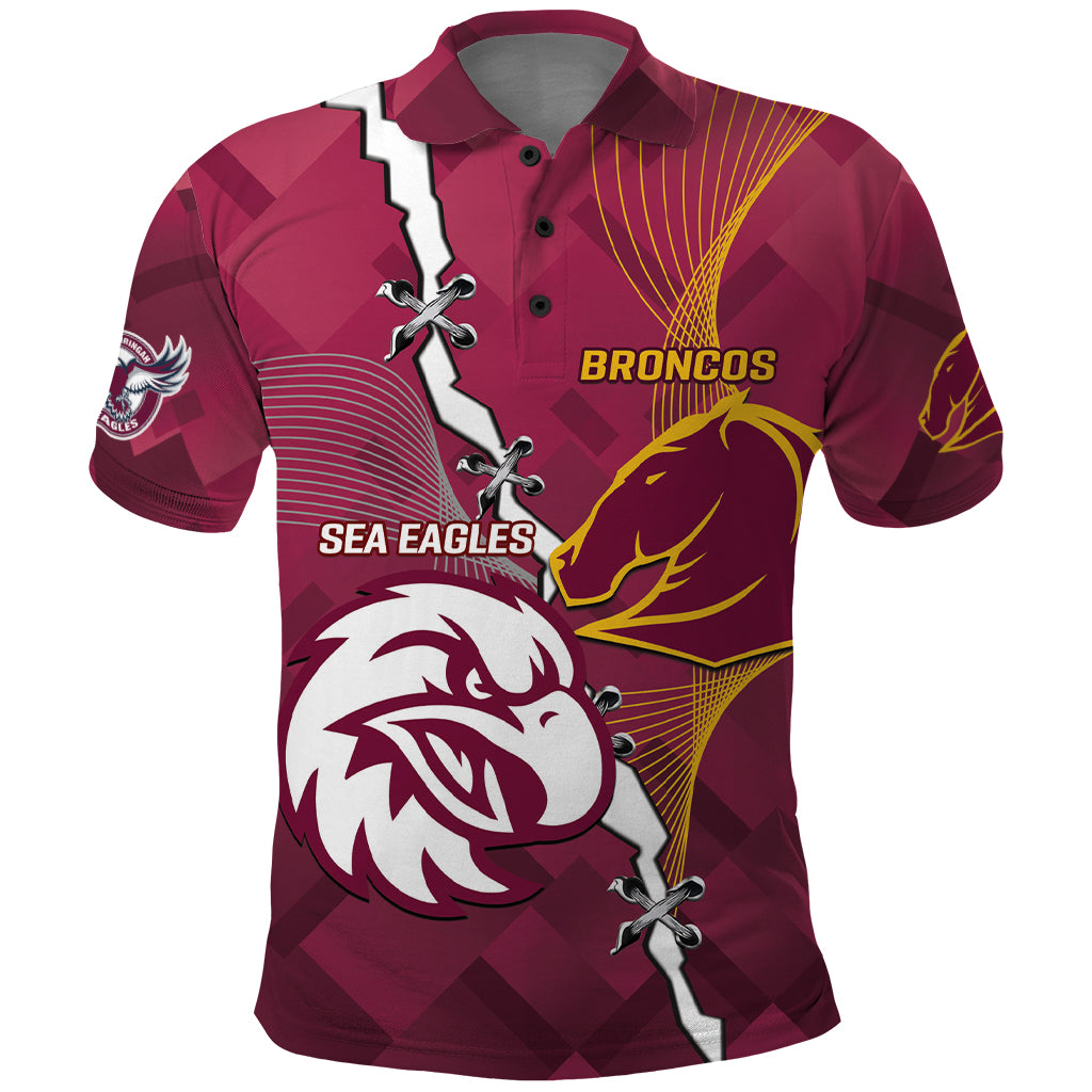 Personalised Broncos And Eagles Rugby Polo Shirt Sporty Version