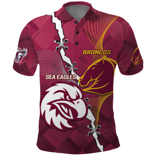 Personalised Broncos And Eagles Rugby Polo Shirt Sporty Version