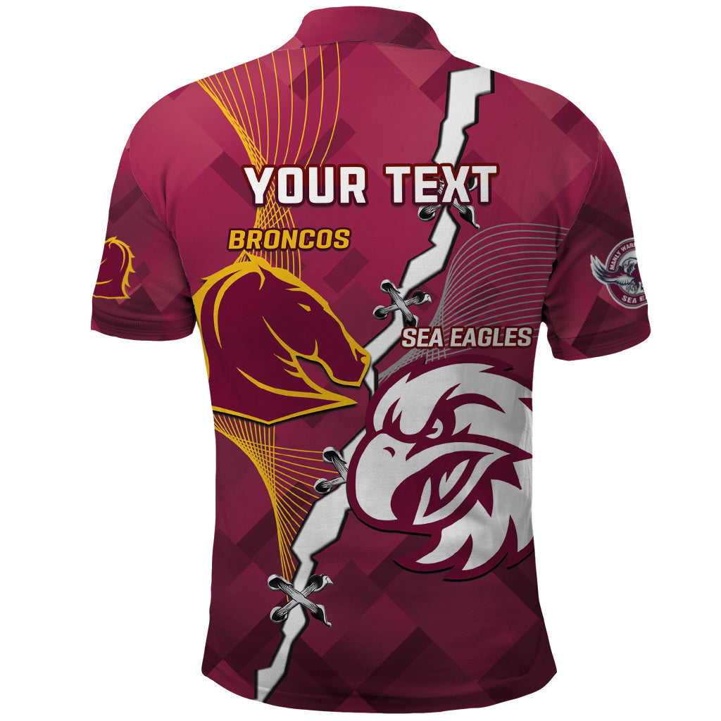 Personalised Broncos And Eagles Rugby Polo Shirt Sporty Version