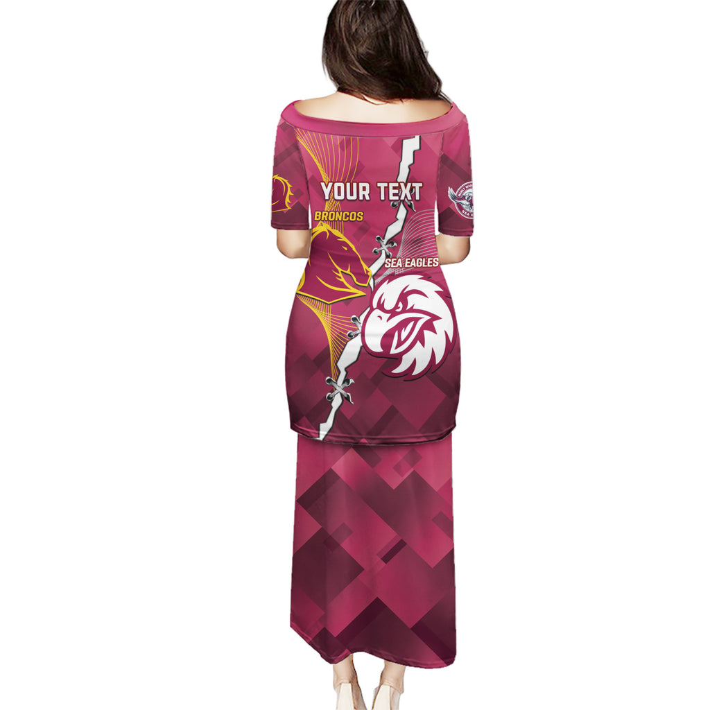 Personalised Broncos And Eagles Rugby Puletasi Sporty Version