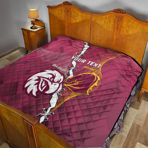 Personalised Broncos And Eagles Rugby Quilt Sporty Version