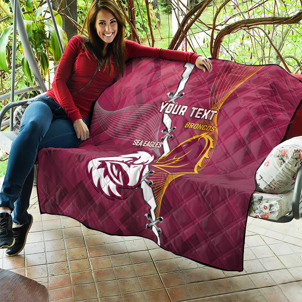 Personalised Broncos And Eagles Rugby Quilt Sporty Version
