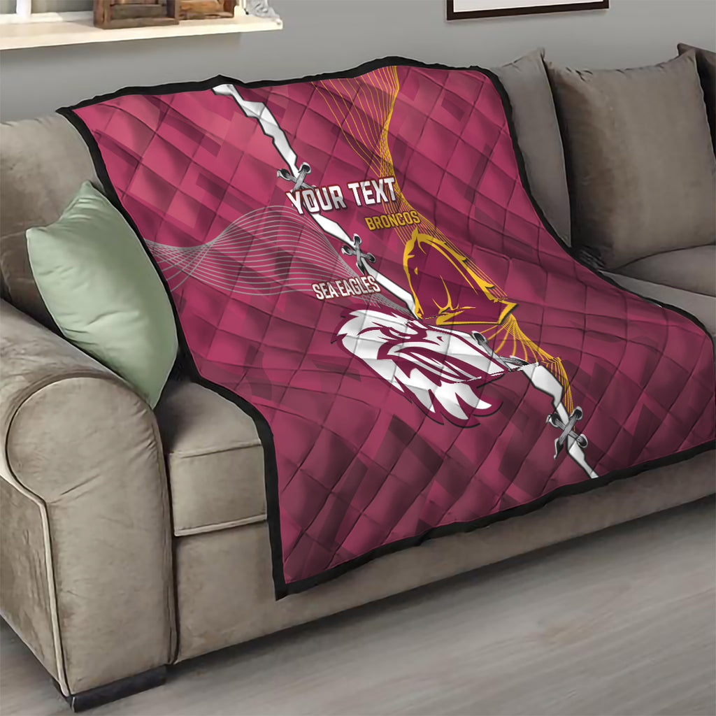 Personalised Broncos And Eagles Rugby Quilt Sporty Version