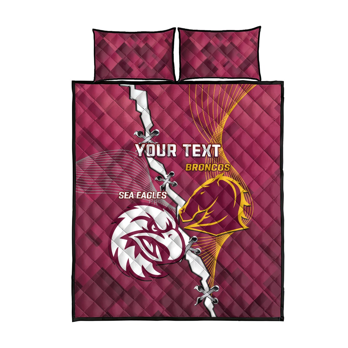 Personalised Broncos And Eagles Rugby Quilt Bed Set Sporty Version
