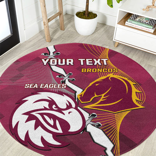 Personalised Broncos And Eagles Rugby Round Carpet Sporty Version