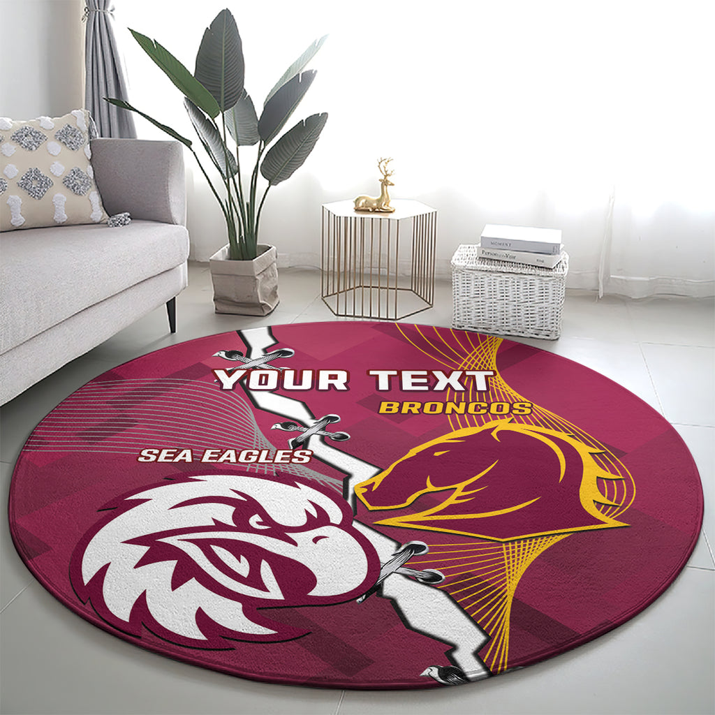 Personalised Broncos And Eagles Rugby Round Carpet Sporty Version