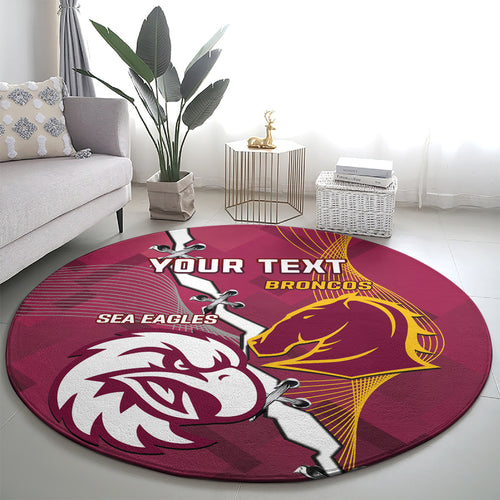Personalised Broncos And Eagles Rugby Round Carpet Sporty Version