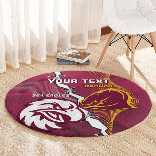 Personalised Broncos And Eagles Rugby Round Carpet Sporty Version