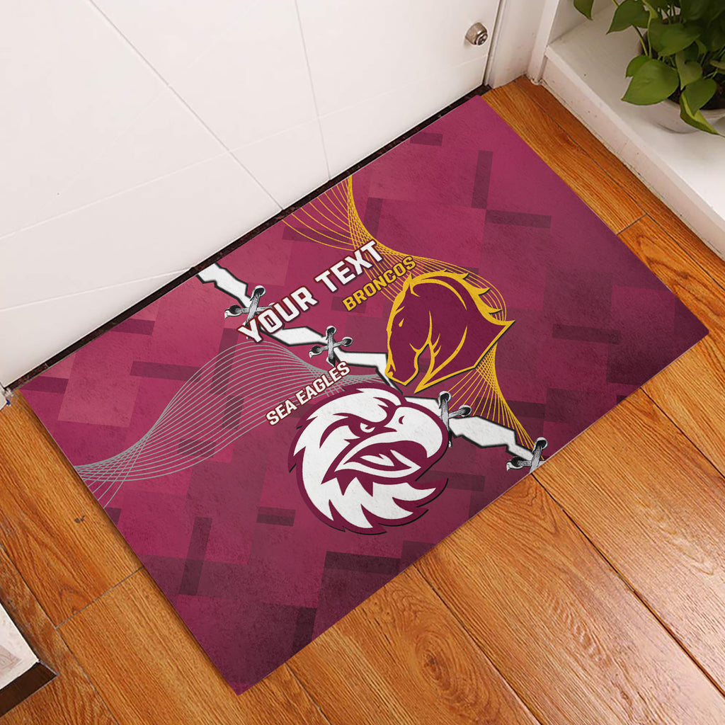 Personalised Broncos And Eagles Rugby Rubber Doormat Sporty Version