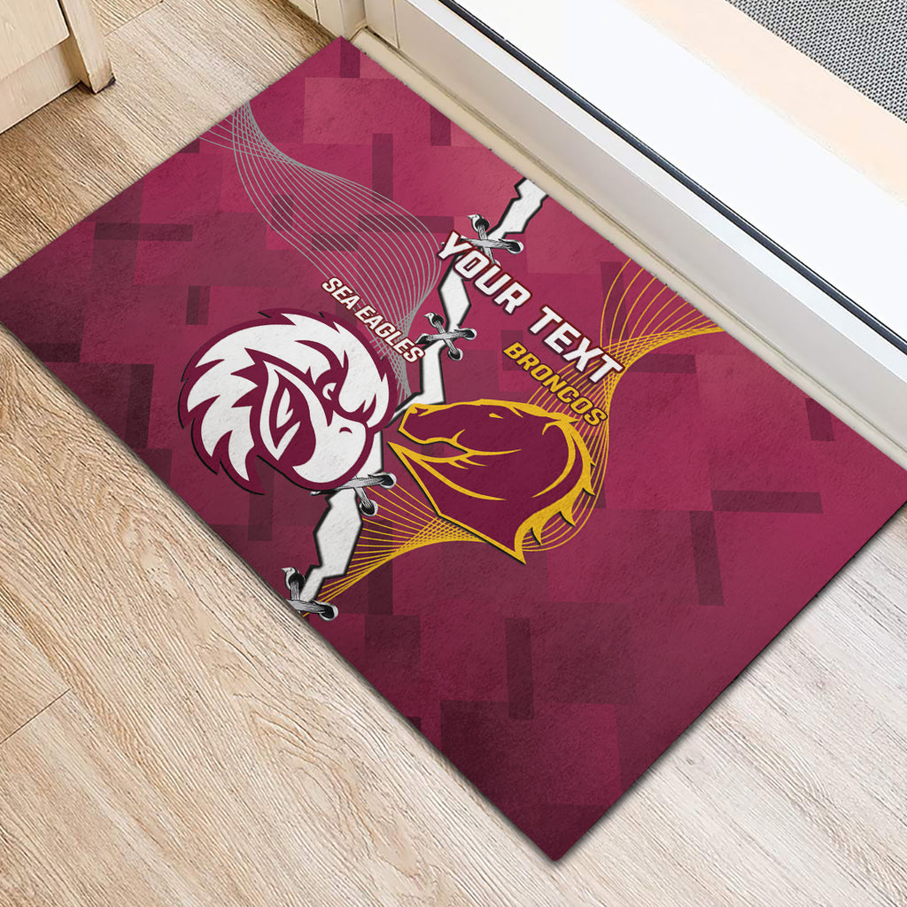 Personalised Broncos And Eagles Rugby Rubber Doormat Sporty Version