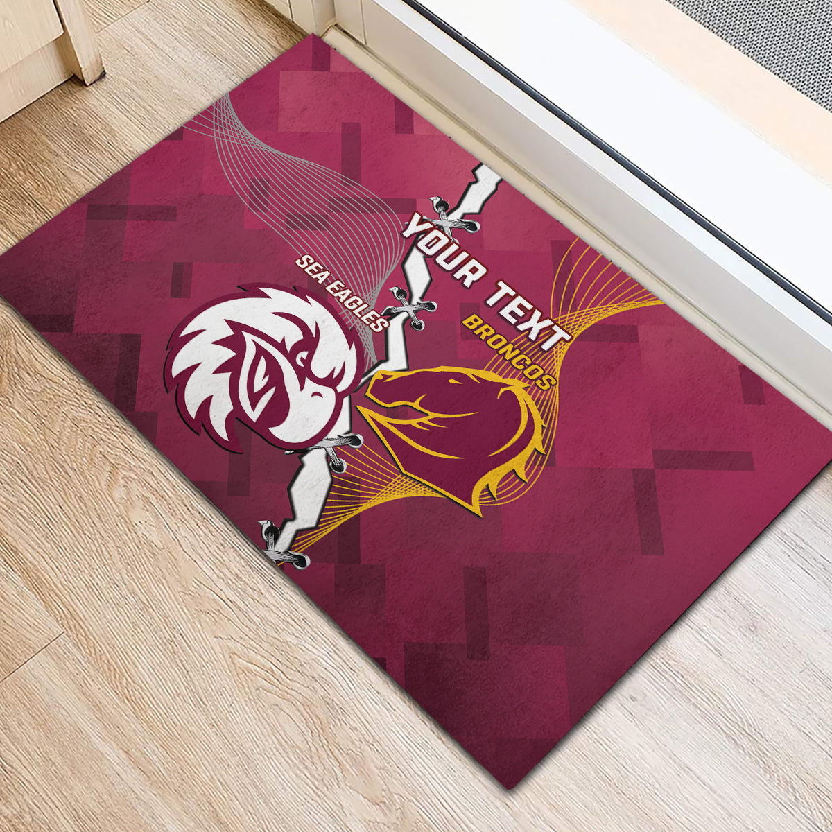 Personalised Broncos And Eagles Rugby Rubber Doormat Sporty Version