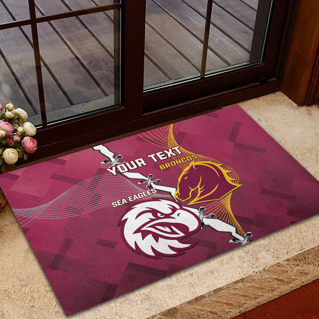 Personalised Broncos And Eagles Rugby Rubber Doormat Sporty Version