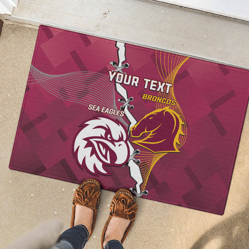 Personalised Broncos And Eagles Rugby Rubber Doormat Sporty Version