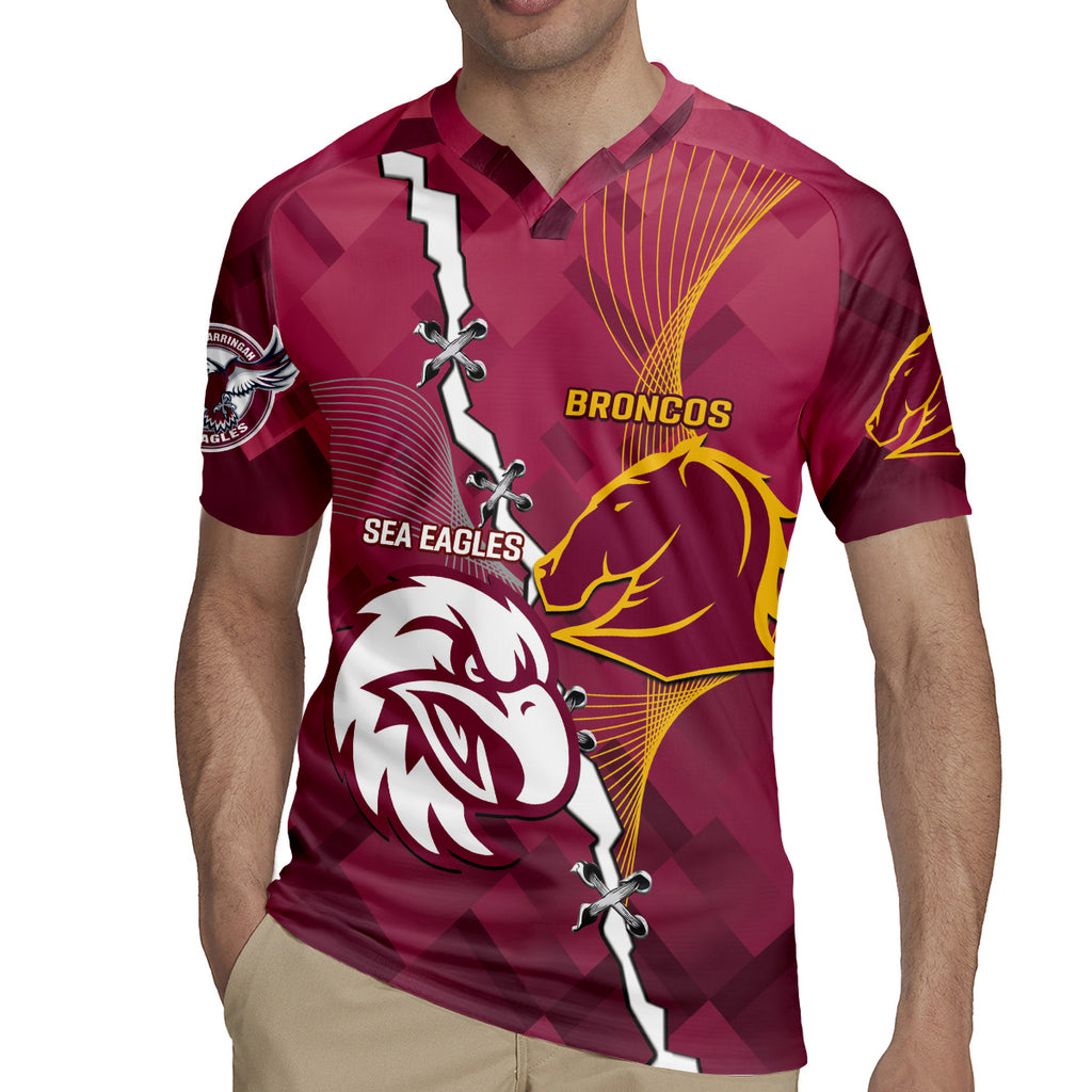 Personalised Broncos And Eagles Rugby Rugby Jersey Sporty Version