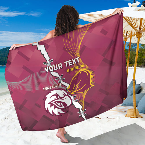 Personalised Broncos And Eagles Rugby Sarong Sporty Version