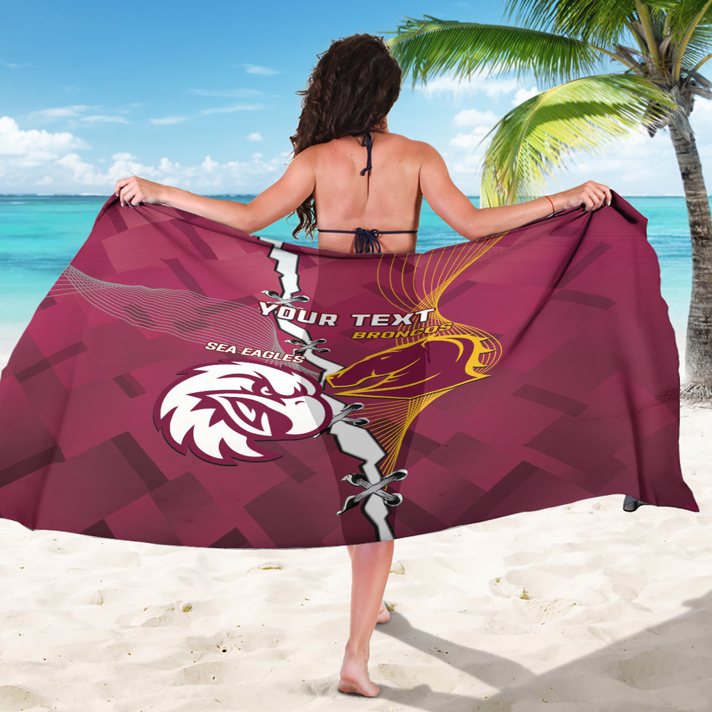 Personalised Broncos And Eagles Rugby Sarong Sporty Version