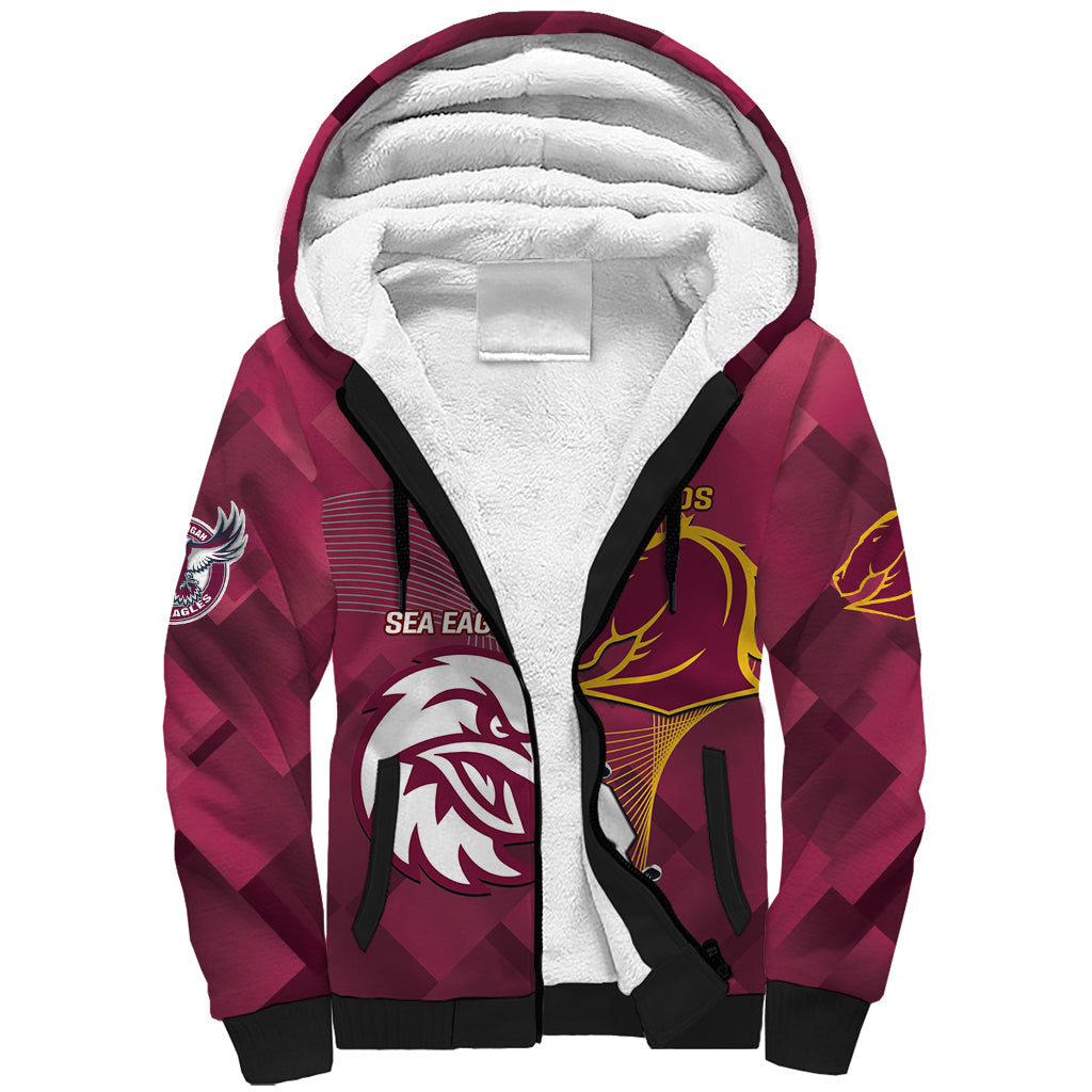 Personalised Broncos And Eagles Rugby Sherpa Hoodie Sporty Version