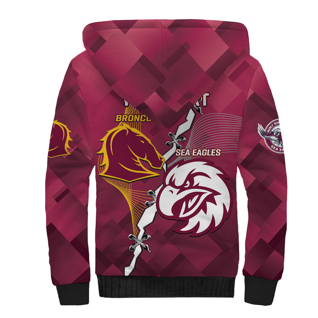 Personalised Broncos And Eagles Rugby Sherpa Hoodie Sporty Version
