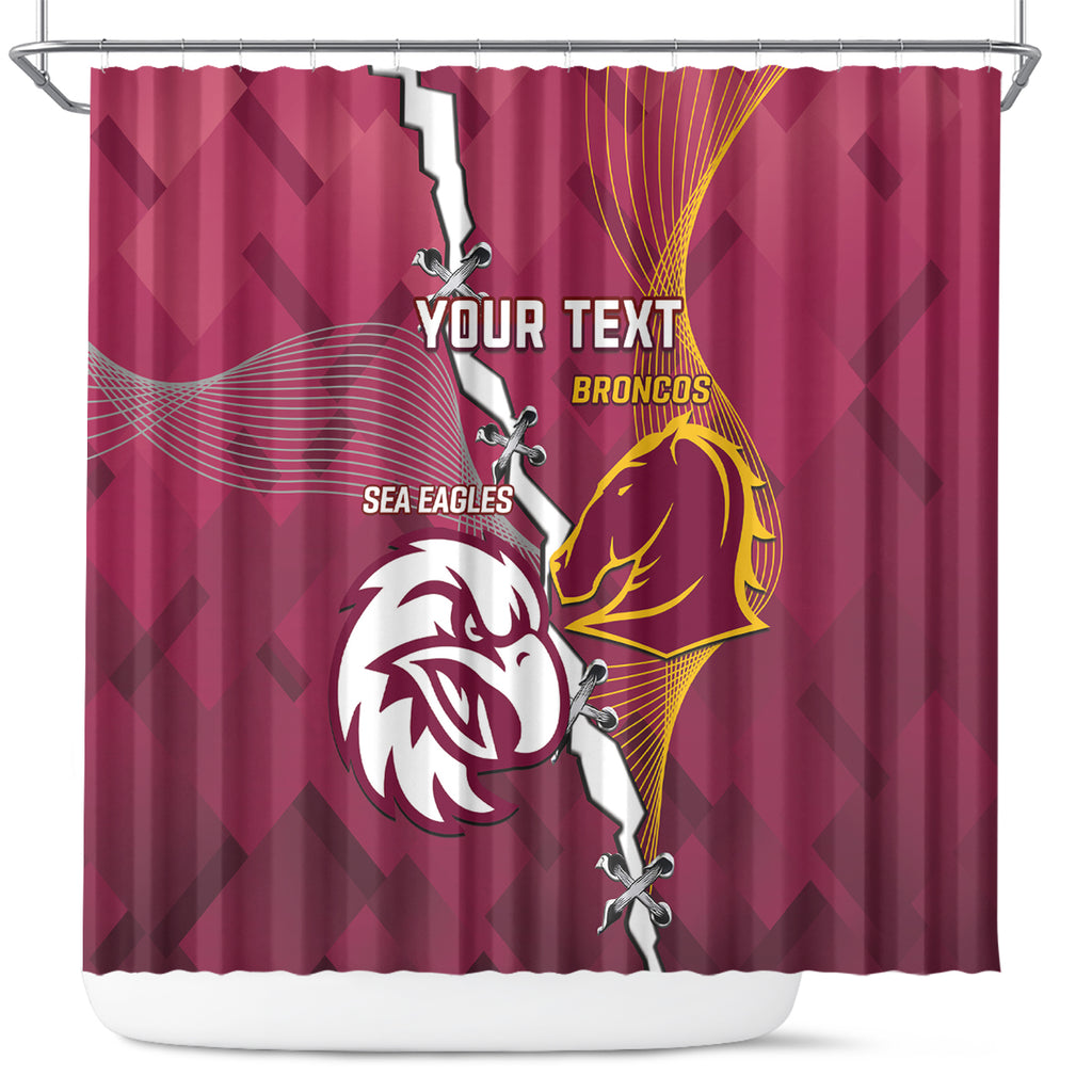 Personalised Broncos And Eagles Rugby Shower Curtain Sporty Version