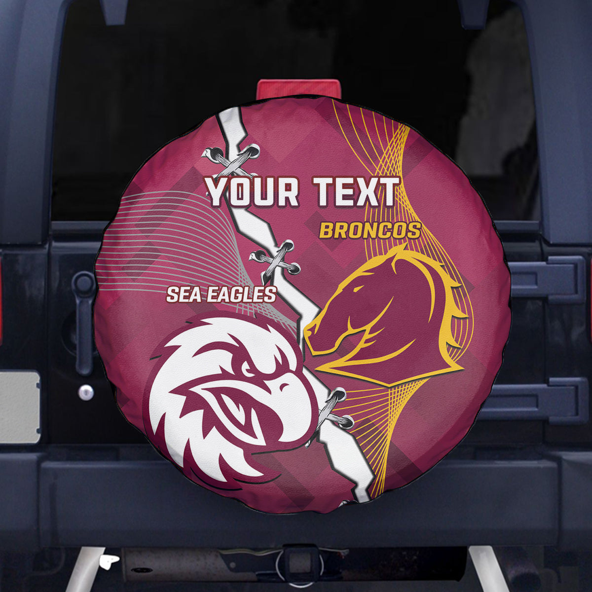 Personalised Broncos And Eagles Rugby Spare Tire Cover Sporty Version