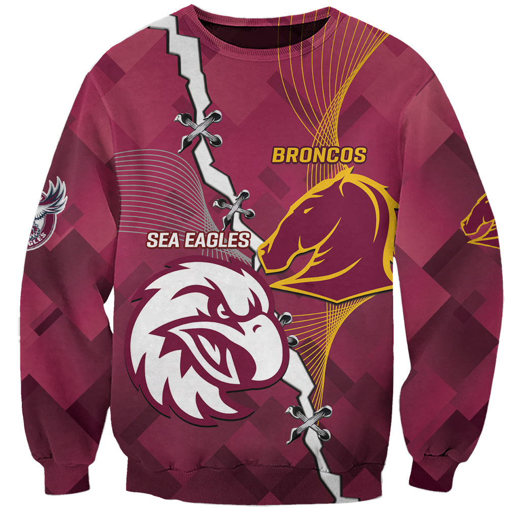 Personalised Broncos And Eagles Rugby Sweatshirt Sporty Version