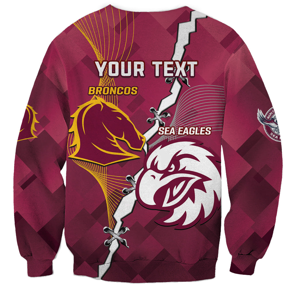 Personalised Broncos And Eagles Rugby Sweatshirt Sporty Version