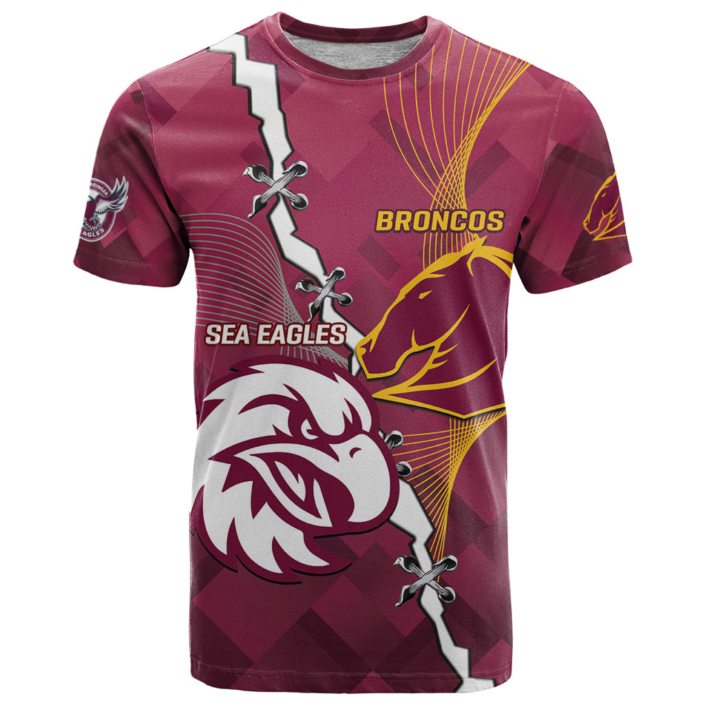 Personalised Broncos And Eagles Rugby T Shirt Sporty Version