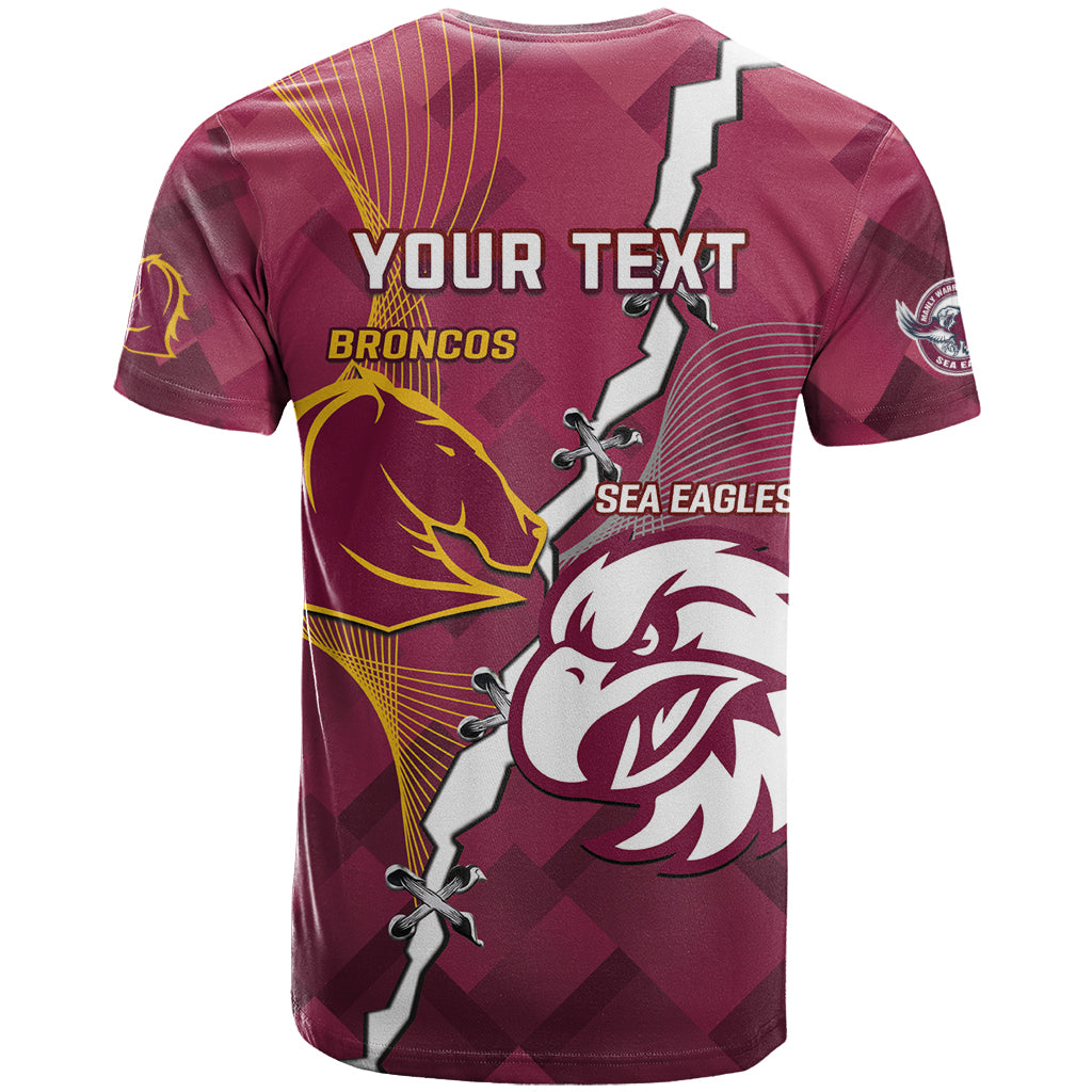 Personalised Broncos And Eagles Rugby T Shirt Sporty Version