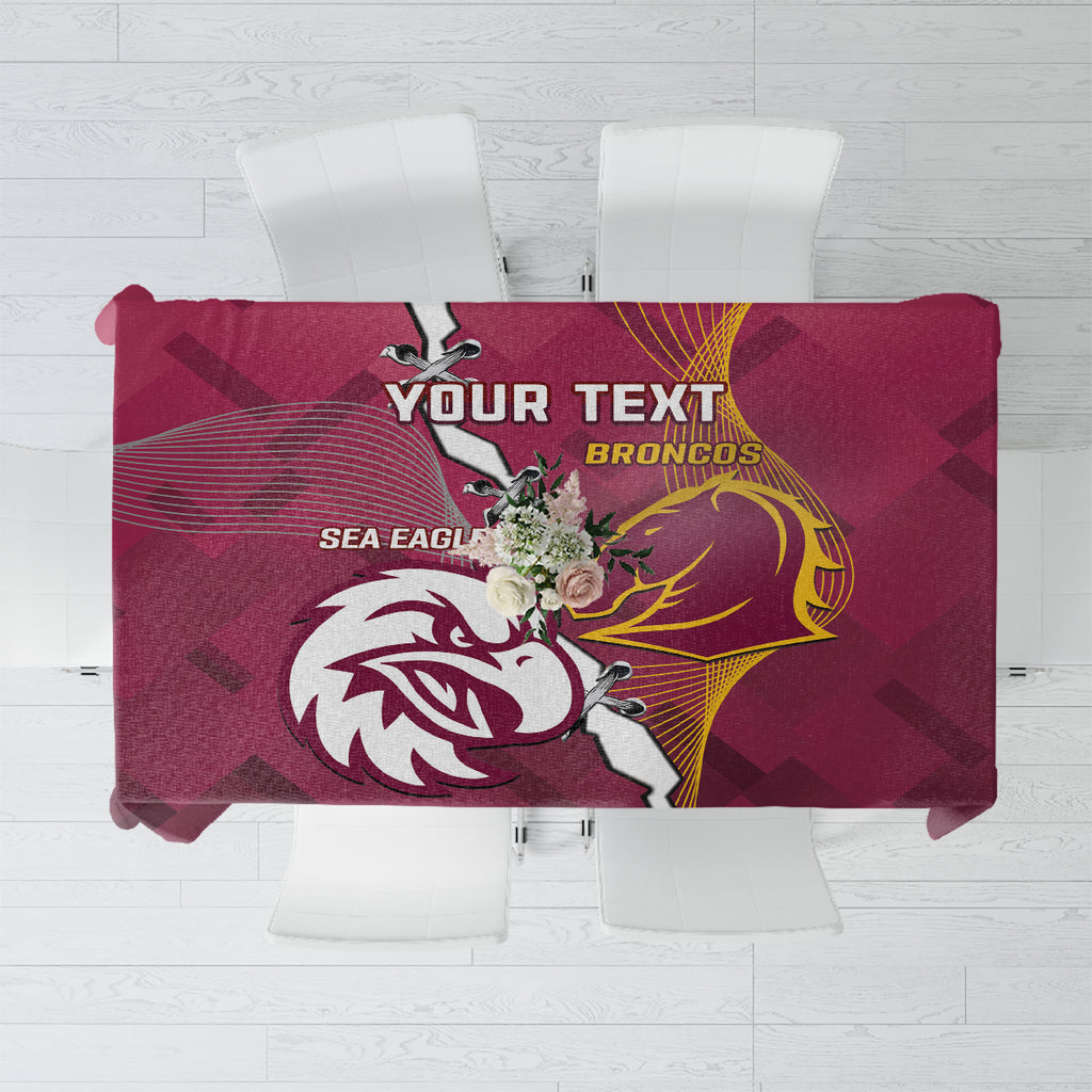 Personalised Broncos And Eagles Rugby Tablecloth Sporty Version