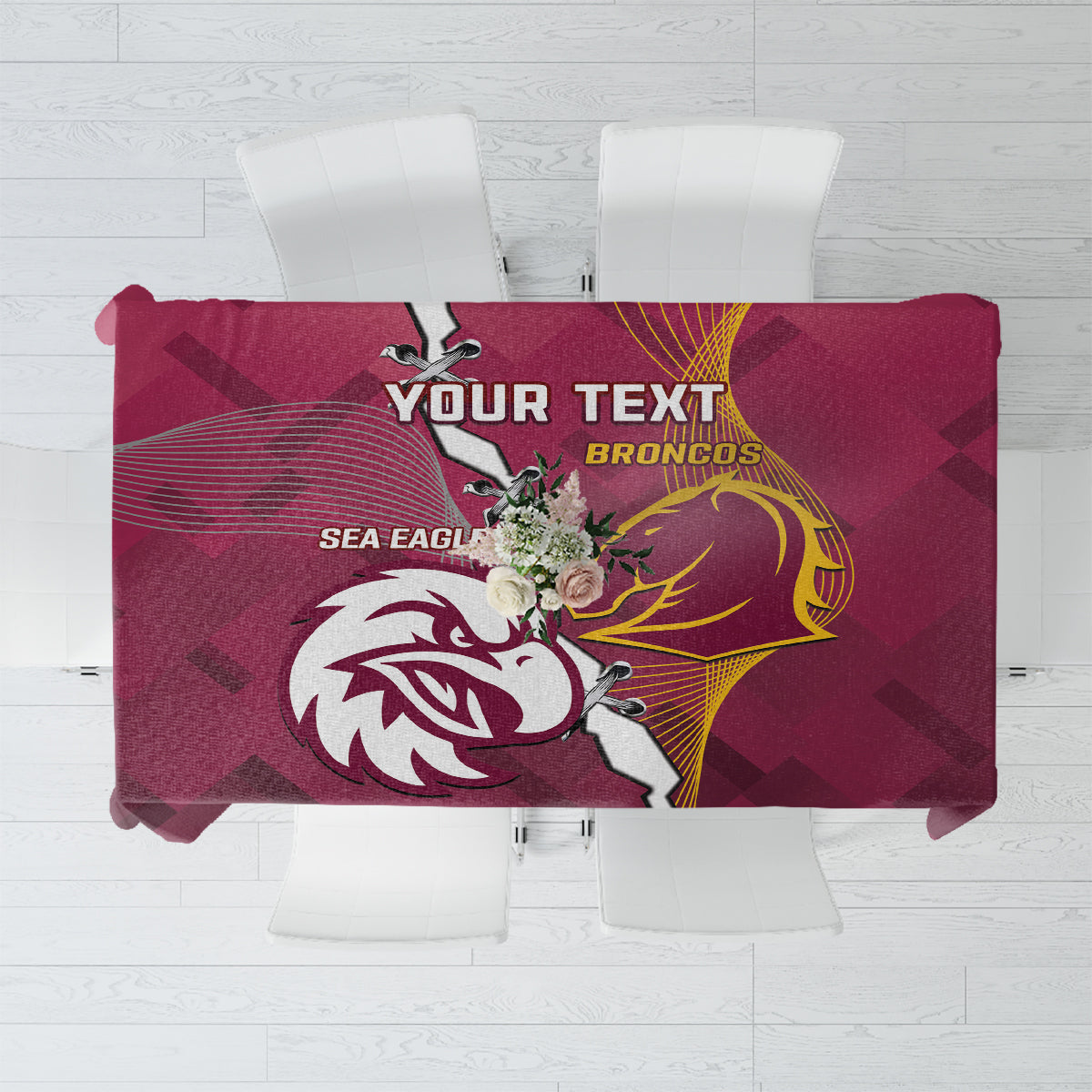 Personalised Broncos And Eagles Rugby Tablecloth Sporty Version