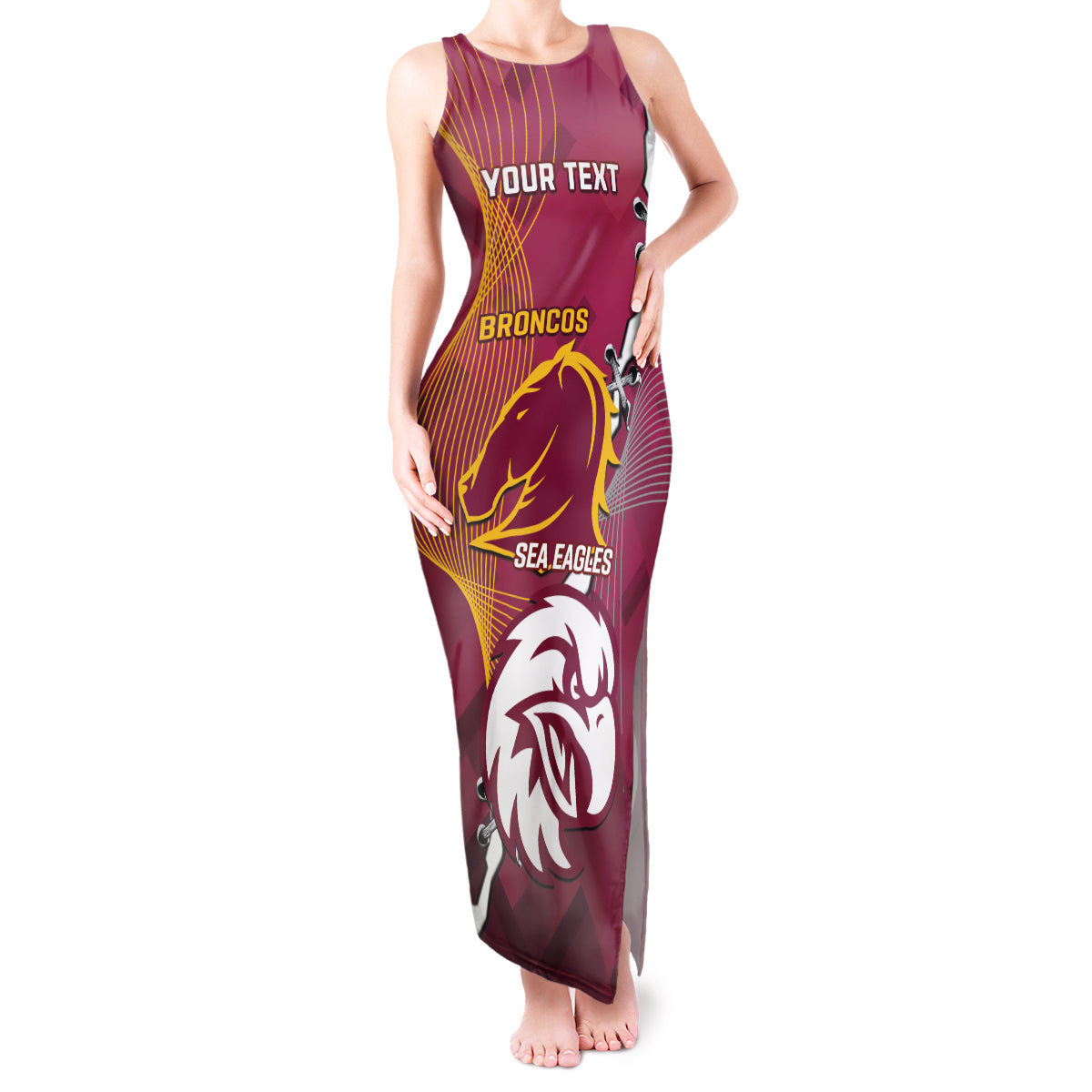 Personalised Broncos And Eagles Rugby Tank Maxi Dress Sporty Version