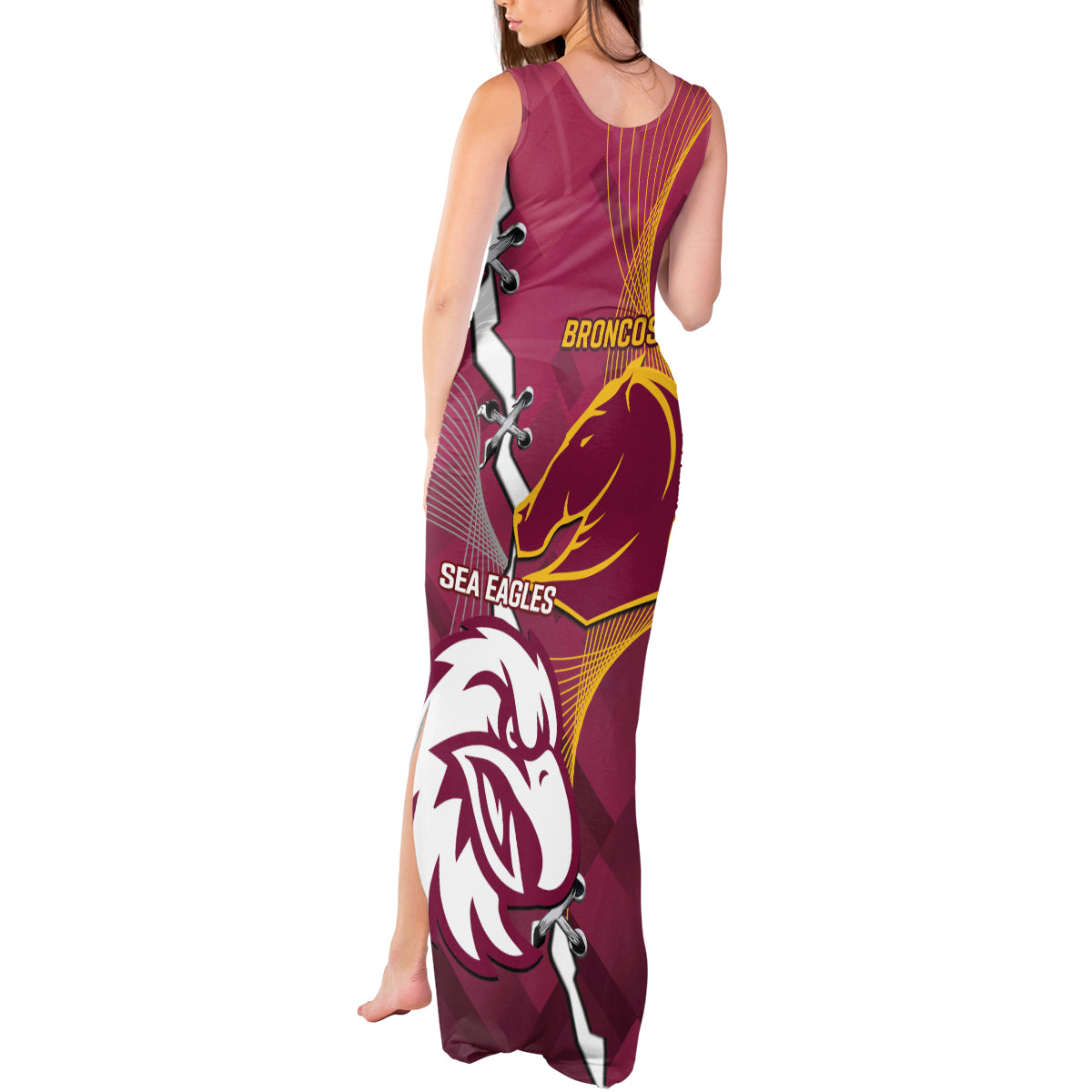 Personalised Broncos And Eagles Rugby Tank Maxi Dress Sporty Version
