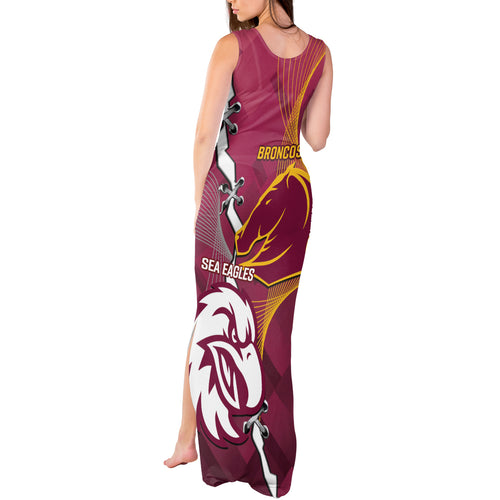 Personalised Broncos And Eagles Rugby Tank Maxi Dress Sporty Version