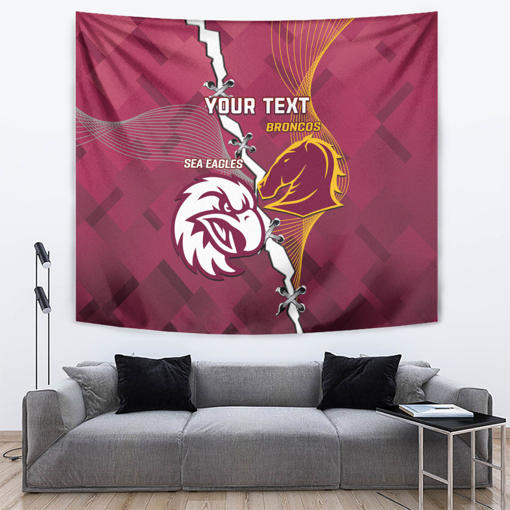 Personalised Broncos And Eagles Rugby Tapestry Sporty Version