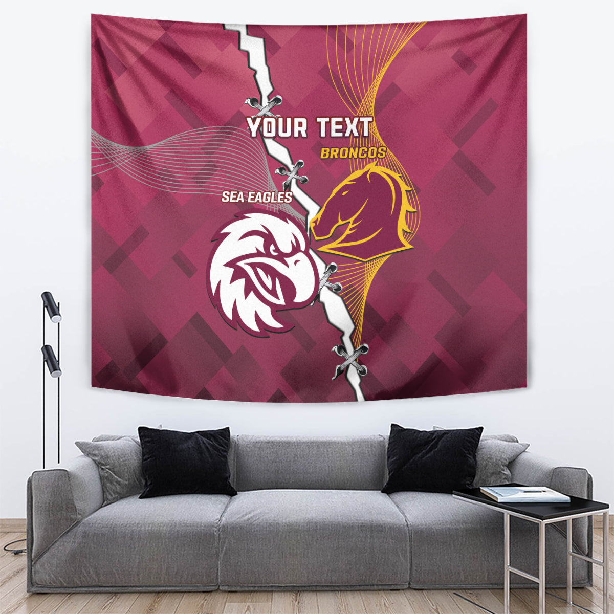 Personalised Broncos And Eagles Rugby Tapestry Sporty Version