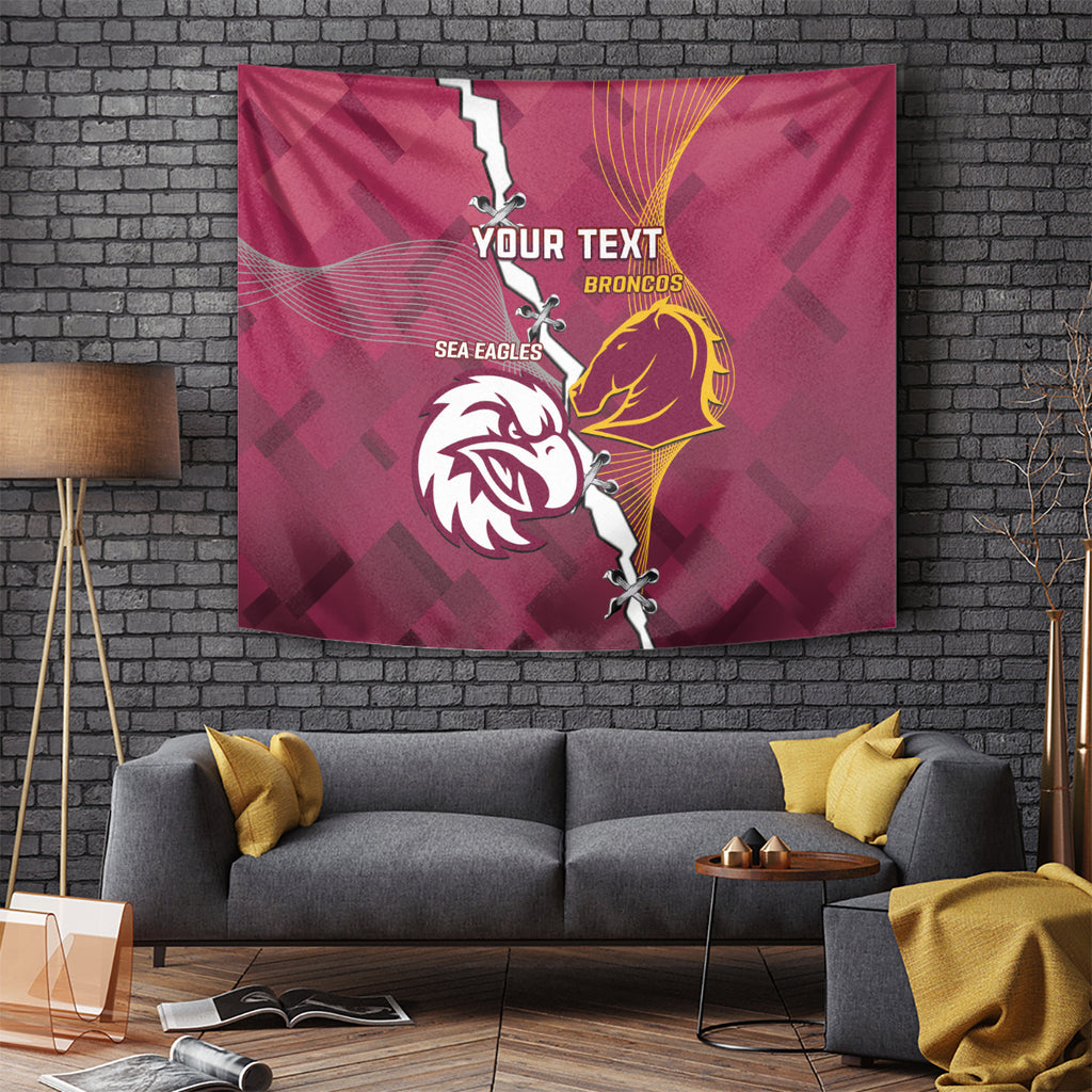Personalised Broncos And Eagles Rugby Tapestry Sporty Version