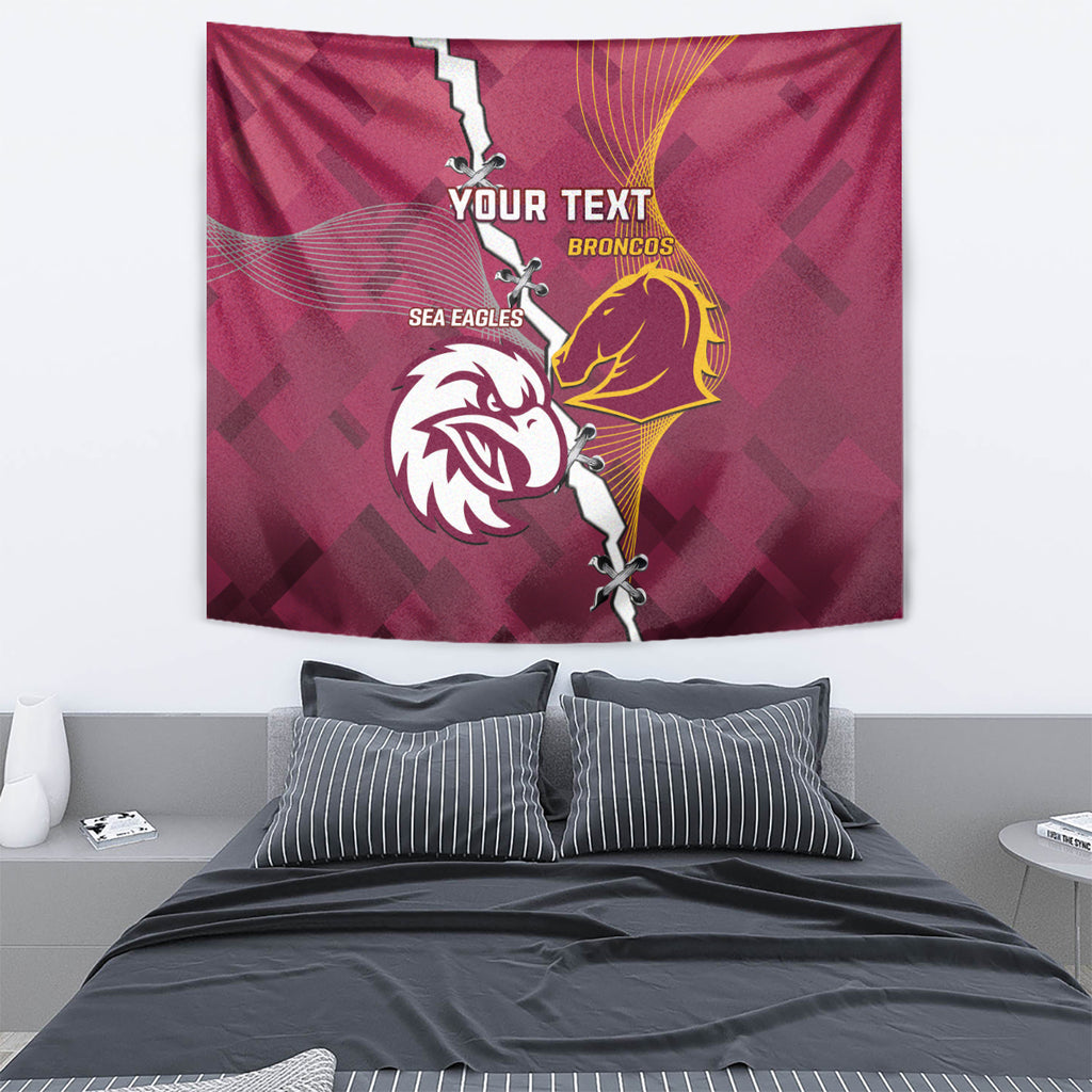 Personalised Broncos And Eagles Rugby Tapestry Sporty Version