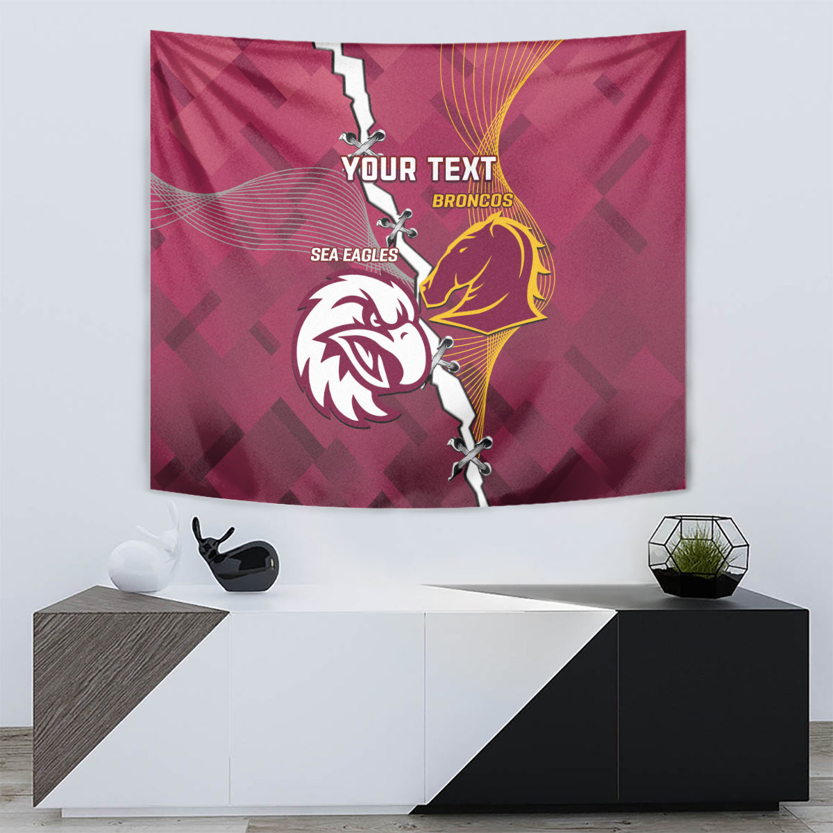 Personalised Broncos And Eagles Rugby Tapestry Sporty Version