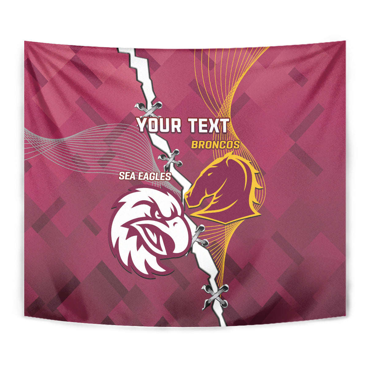 Personalised Broncos And Eagles Rugby Tapestry Sporty Version