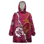 Personalised Broncos And Eagles Rugby Wearable Blanket Hoodie Sporty Version