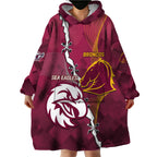Personalised Broncos And Eagles Rugby Wearable Blanket Hoodie Sporty Version