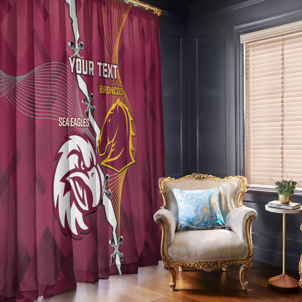 Personalised Broncos And Eagles Rugby Window Curtain Sporty Version