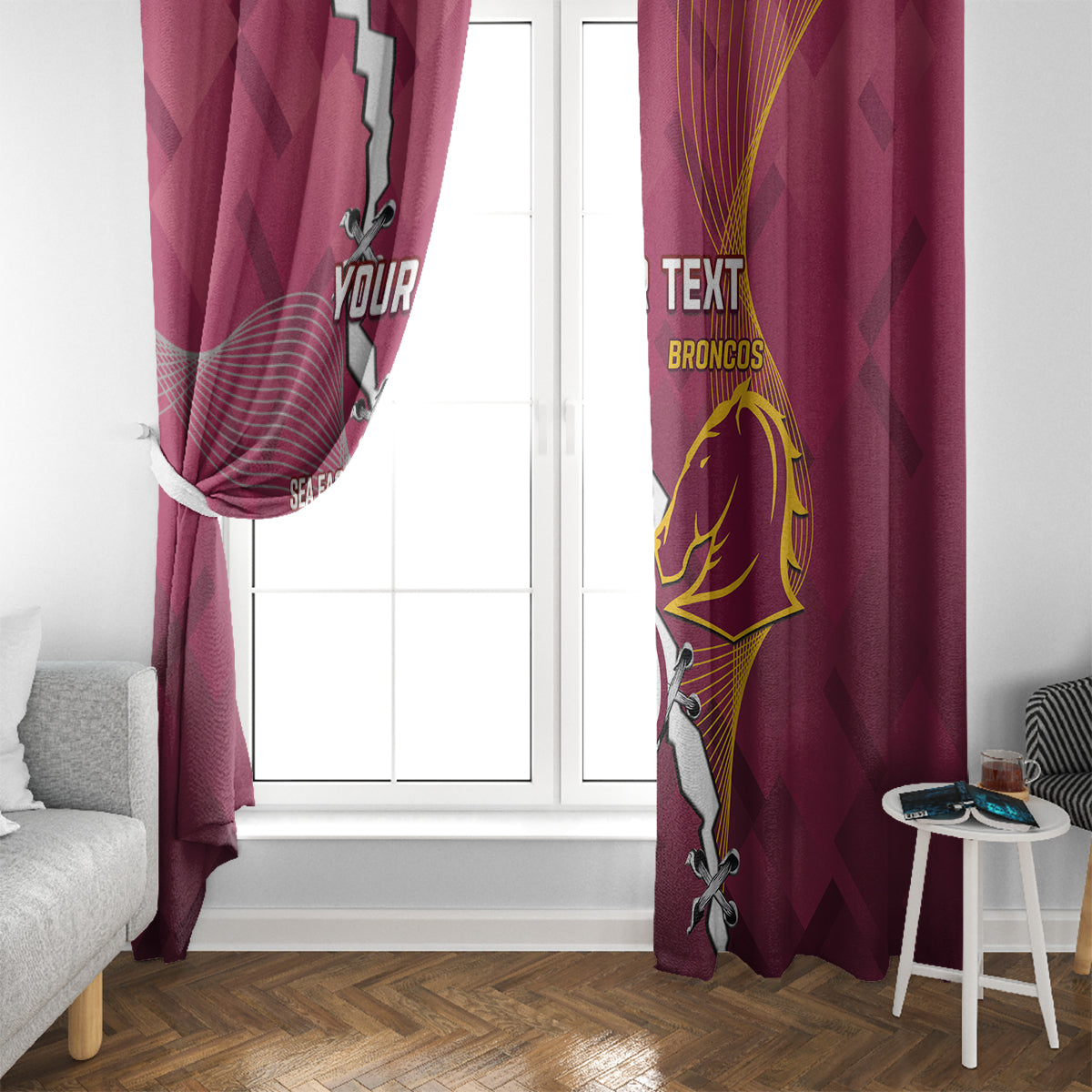 Personalised Broncos And Eagles Rugby Window Curtain Sporty Version