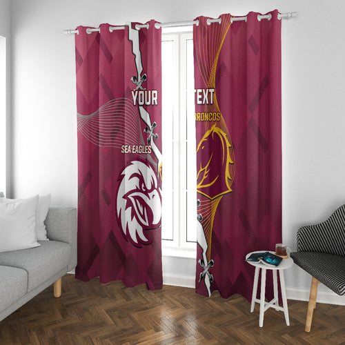 Personalised Broncos And Eagles Rugby Window Curtain Sporty Version