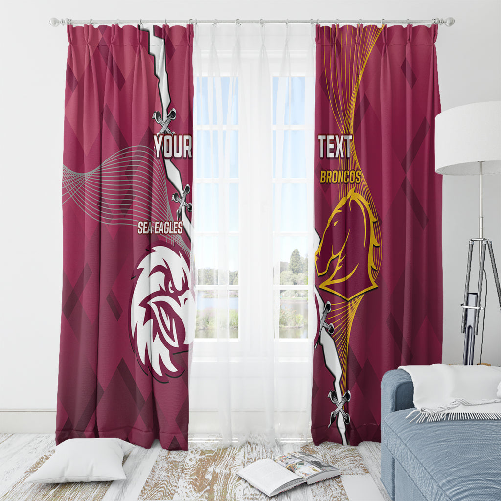 Personalised Broncos And Eagles Rugby Window Curtain Sporty Version