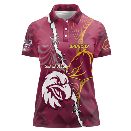 Personalised Broncos And Eagles Rugby Women Polo Shirt Sporty Version