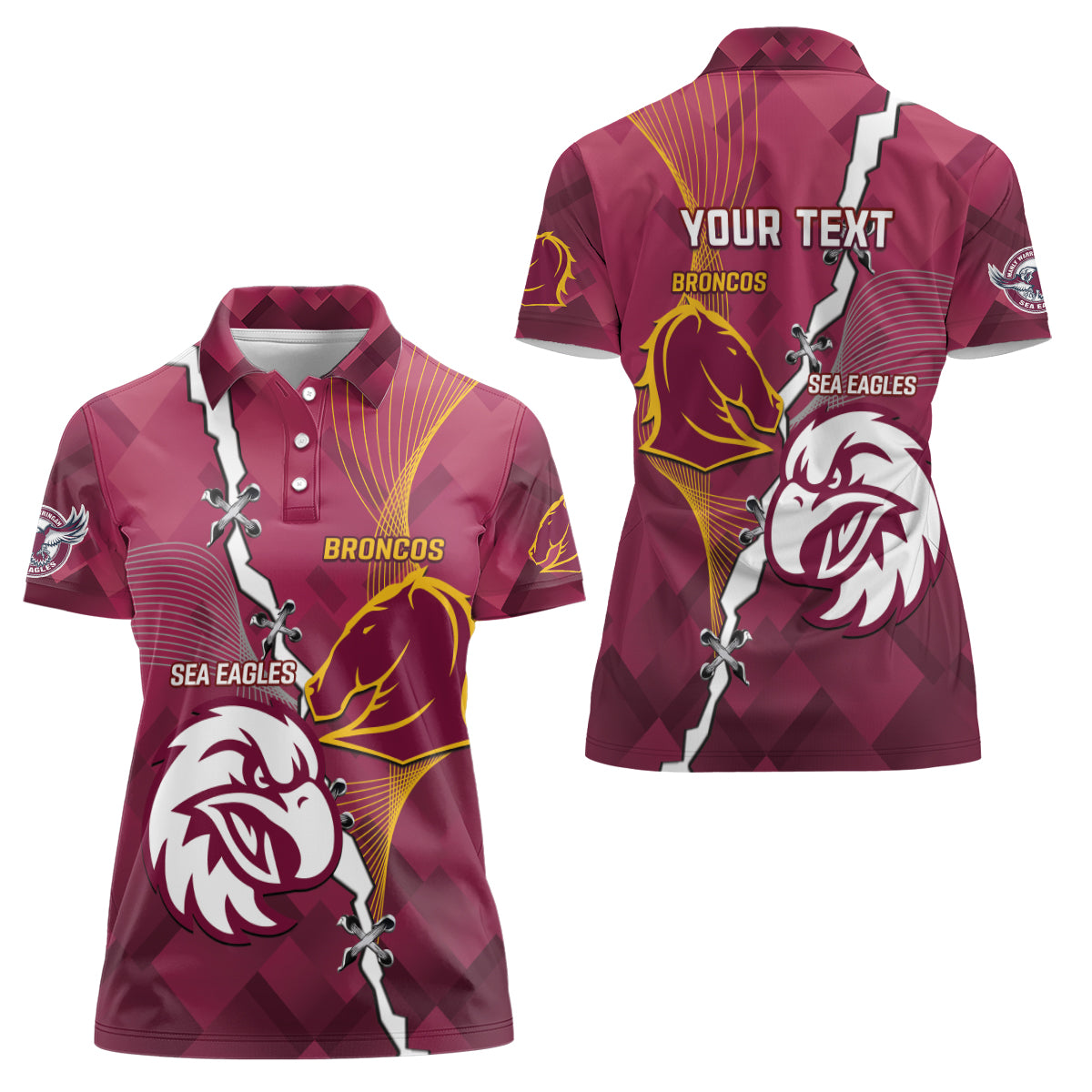 Personalised Broncos And Eagles Rugby Women Polo Shirt Sporty Version