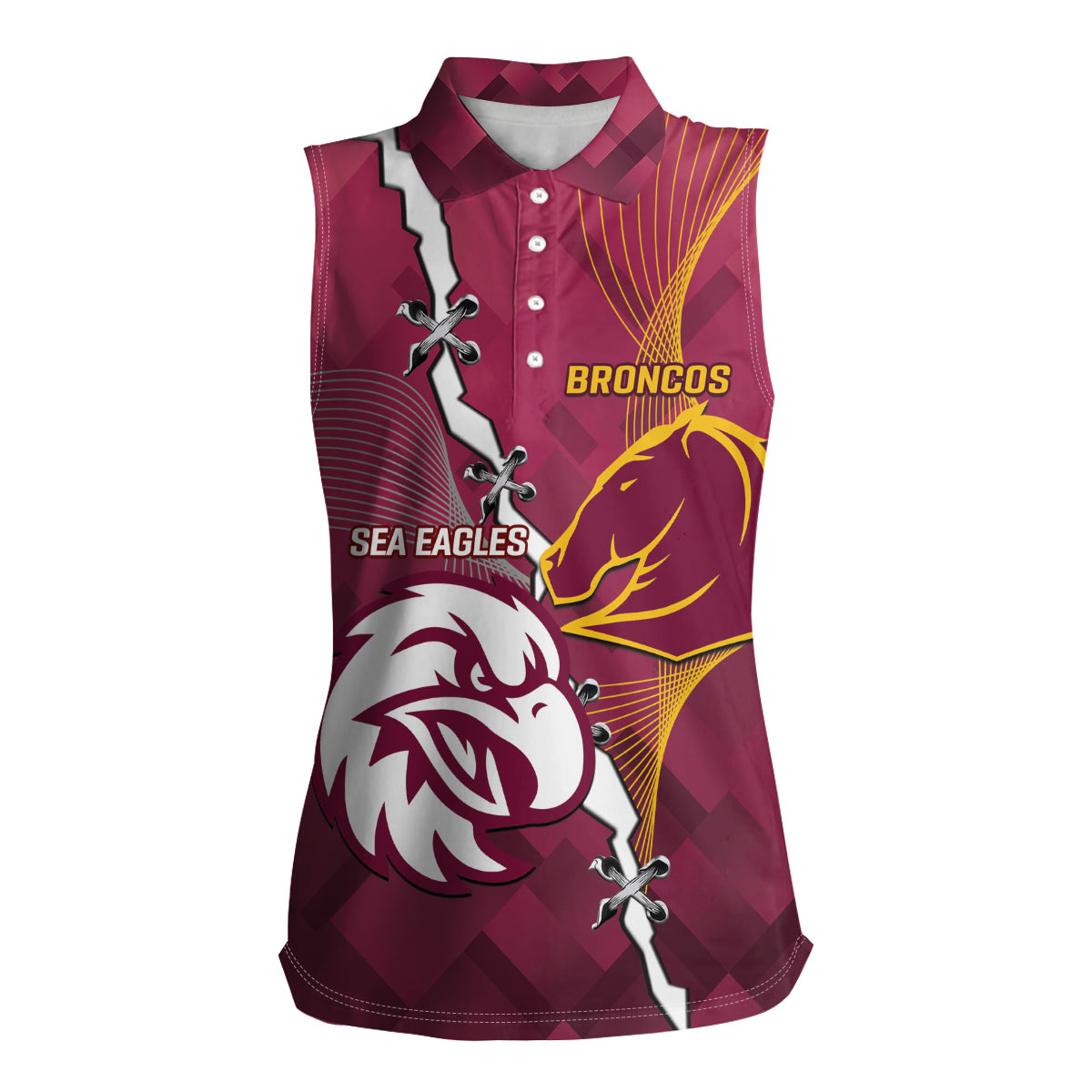 Personalised Broncos And Eagles Rugby Women Sleeveless Polo Shirt Sporty Version